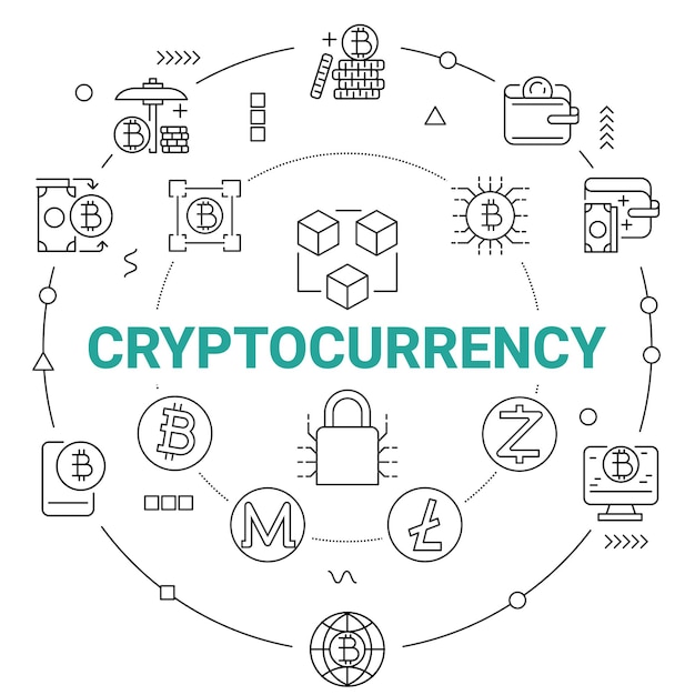 Kryptowährung mit Blockchain-Netzwerktechnologie Hintergrund Konzept des digitalen Geldes