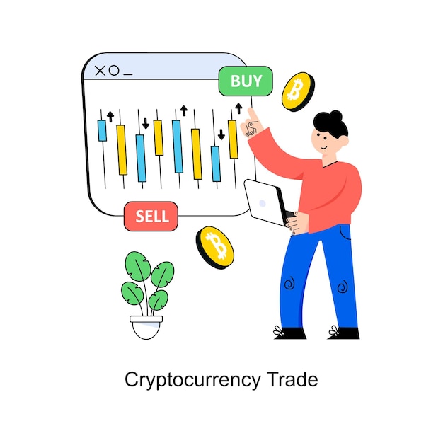 Kryptowährungshandel flachstil-design vektorillustration aktienillustration