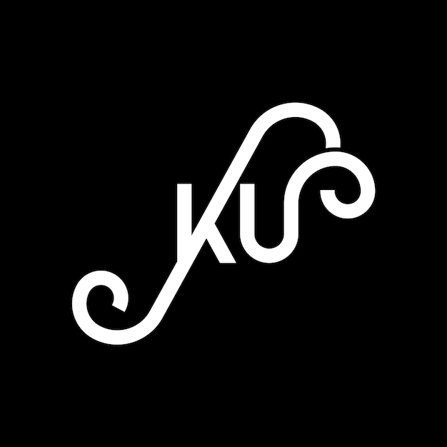 Vektor ku-logo-design mit buchstaben auf schwarzem hintergrund ku-kreative-initialen buchstaben logo-konzept ku-letter-design ku-weißbuchstaben-design auf schwarzen hintergrund