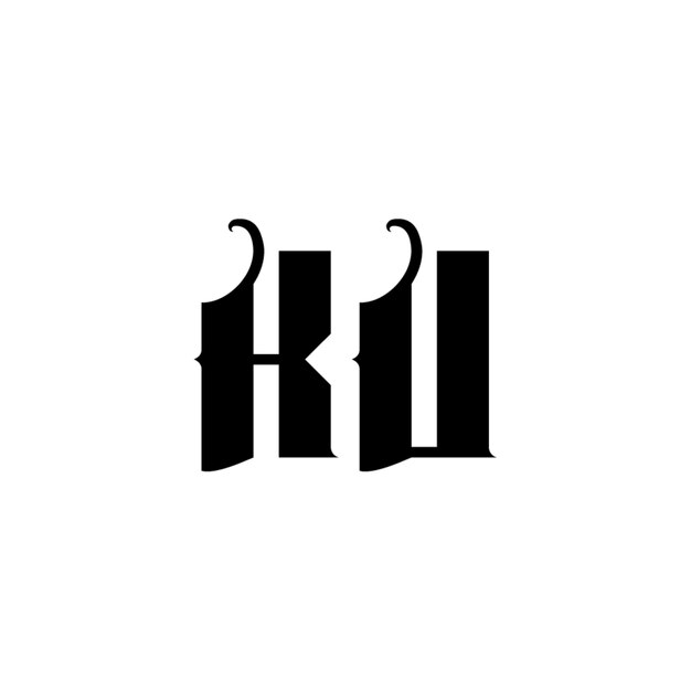 KU-Monogramm-Logo-Design, Buchstabe, Text, Name, Symbol, einfarbig, Logo, Alphabet, Zeichen, einfaches Logo
