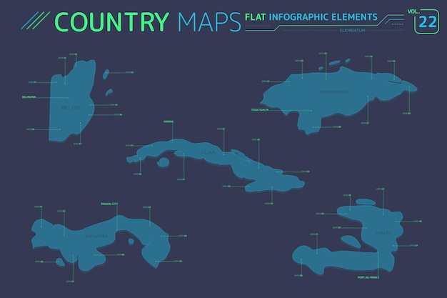 Kuba haiti honduras panama und belize vektorkarten