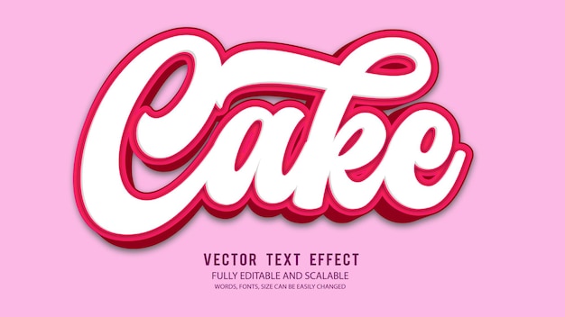 Vektor kuchen 3d bearbeitbare texteffekt-vektorvorlage mit niedlichem hintergrund