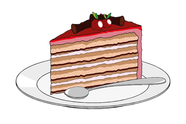 Kuchen auf einer plattenillustration