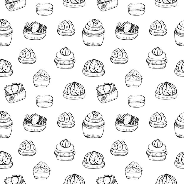 Kuchen Musterdesign Vektor Illustration Handzeichnung Kritzeleien