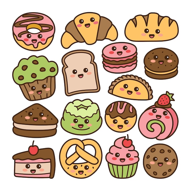 Kuchen- und bäckerei-doodle-illustration