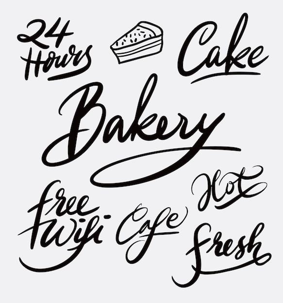 Vektor kuchen und bäckerei handschrift kalligraphie