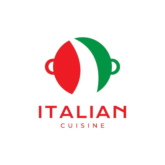 Vektor küche, pfanne, italienische küche, geschmack, modernes, sauberes logo-design, vektor-symbol-illustration