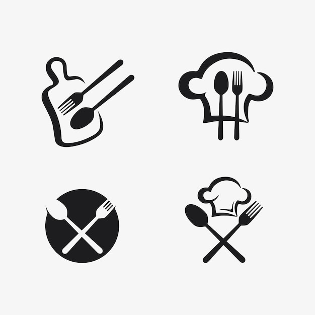 Vektor küchen und köfer logo lebensmittel-ikonen resto und cafe design-vektor