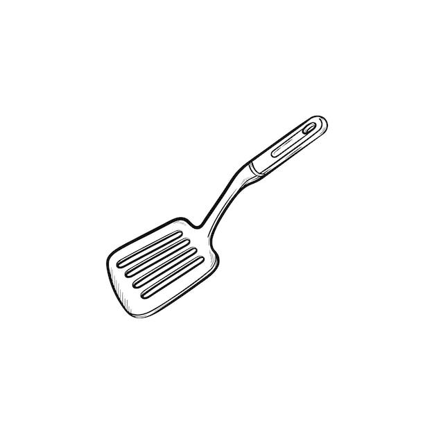 Küchenspatel handgezeichnete umriss-doodle-symbol. spachtel - küchenutensilienvektorskizzenillustration für print, web, mobile und infografiken lokalisiert auf weißem hintergrund.