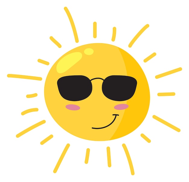 Kühle Sonne in Sonnenbrillen Nettes Symbol für heißes Wetter