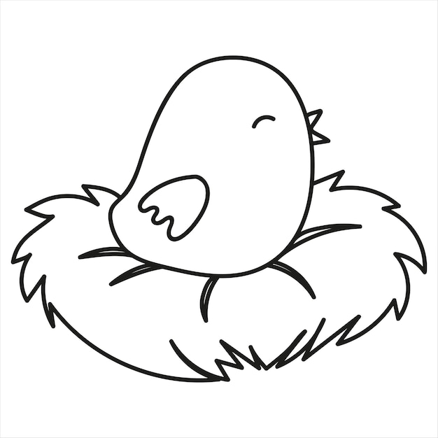 Küken im nest-doodle-stil