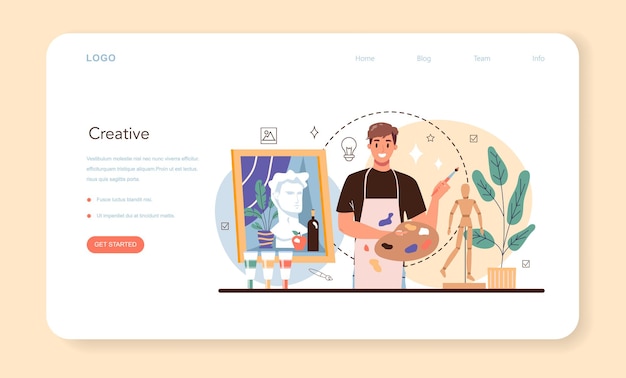 Vektor künstler-webbanner oder professioneller landingpage-illustrator