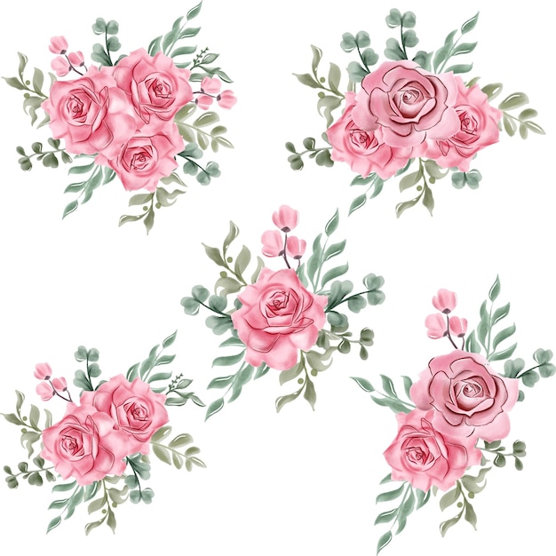 Künstlerische Aquarell-Rose-Muster-Grenze für kreative Bräute