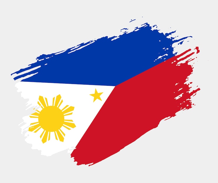 Künstlerische Grunge-Pinsel-Flagge der Philippinen isoliert auf weißem Hintergrund Elegante Textur der nationalen Landesflagge