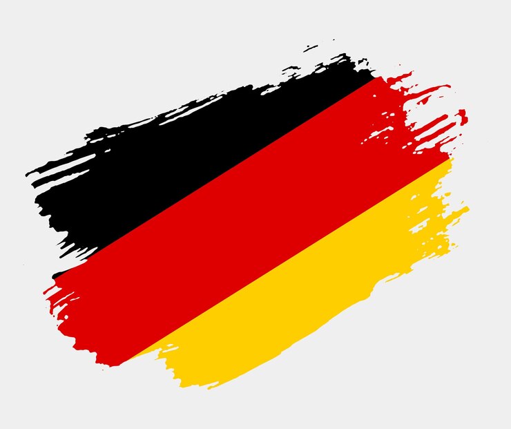 Künstlerische Grunge-Pinsel-Flagge Deutschlands isoliert auf weißem Hintergrund Elegante Textur der nationalen Landesflagge