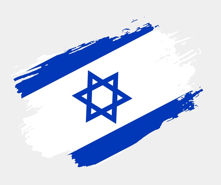 Künstlerische Grunge-Pinsel-Flagge Israels isoliert auf weißem Hintergrund