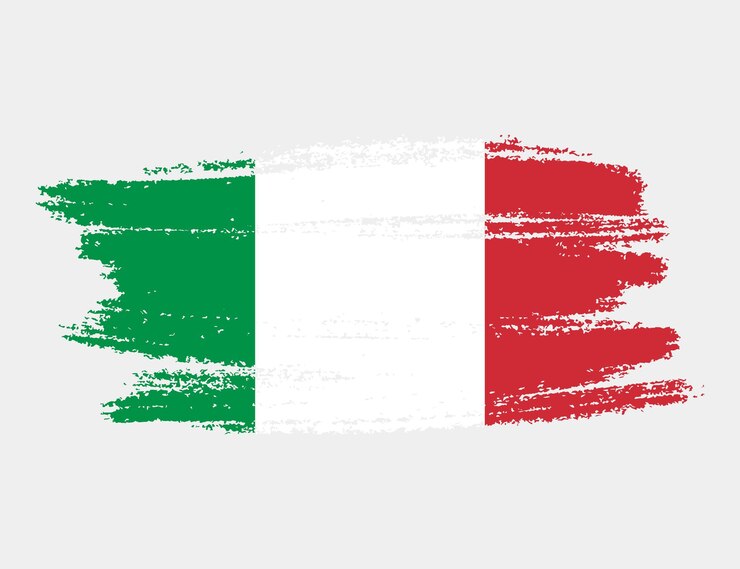 Künstlerische Grunge Pinsel Flagge Italiens isoliert auf weißem Hintergrund Elegante Textur der nationalen Landesflagge