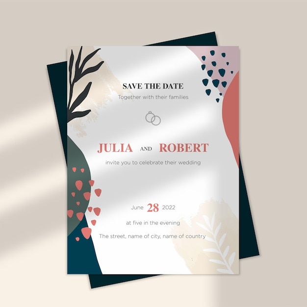 Künstlerische Hochzeitseinladungsvorlage