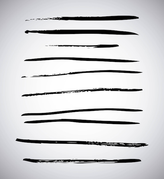 Vektor künstlerische schwarze farbe handgemachte kreative tinte pinselstriche