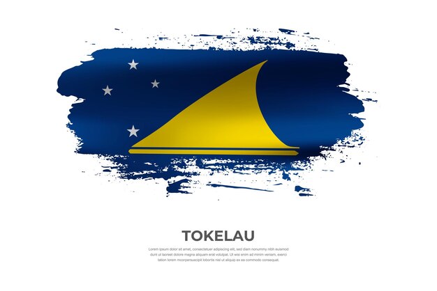 Künstlerischer stoff gefaltete pinselflagge von tokelau mit farbschmiereffekt auf weißem hintergrund