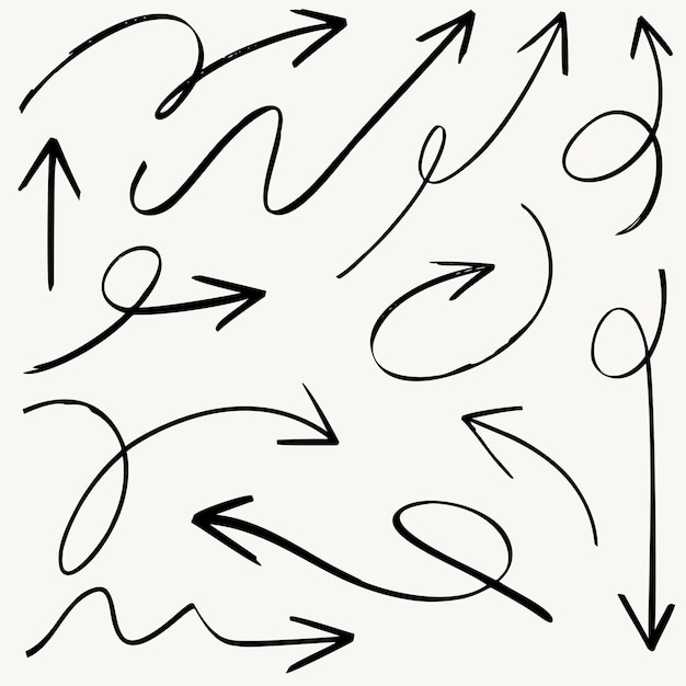 Künstlerisches Herz- und Pfeilvektor-Illustrationsset