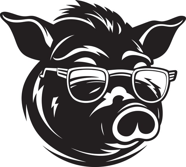 Vektor künstlerisches schwein-logo-konzept, schwarze ananas-eleganz