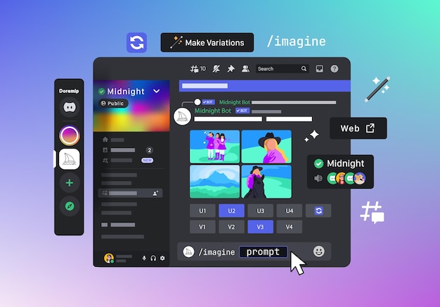 Künstliche Intelligenz, die Bilder aus Textbeschreibungen erstellt. Chatbot im Messenger