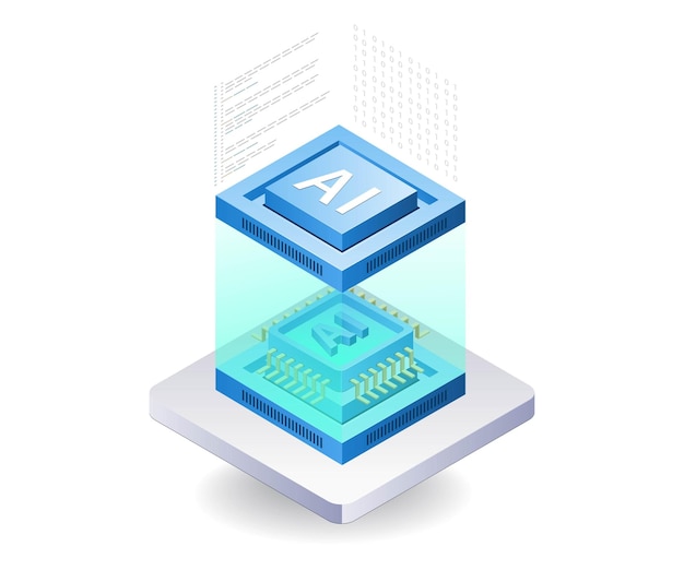 Künstliche Intelligenz Entwickler Programmierer flache isometrische 3D-Illustration