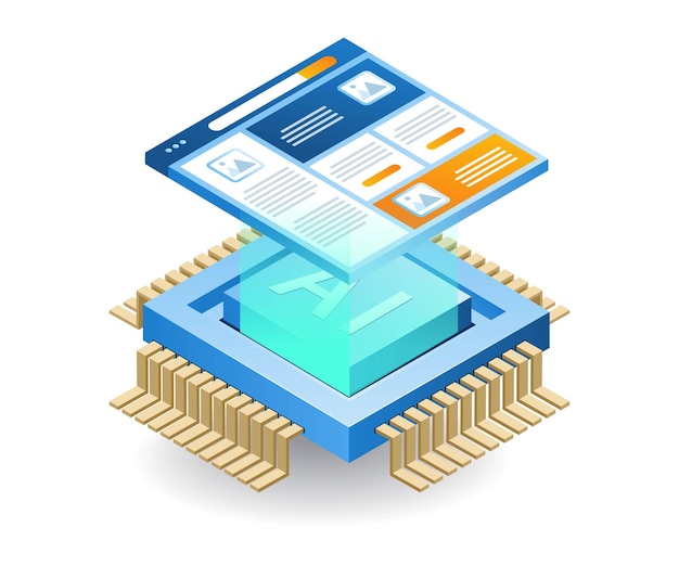 Künstliche Intelligenz erstellt eine flache isometrische 3D-Illustration für eine Website-Anwendung