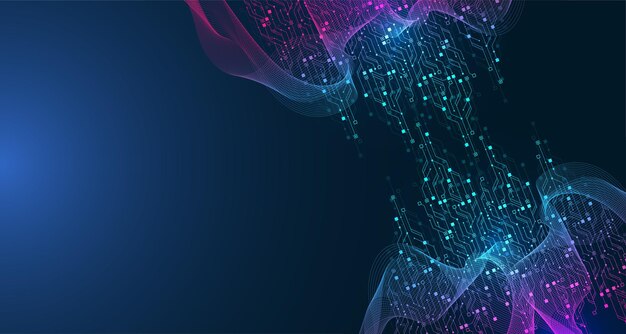 Künstliche Intelligenz oder maschinelles Lernvektordesign Konzept der Quantencomputertechnologie