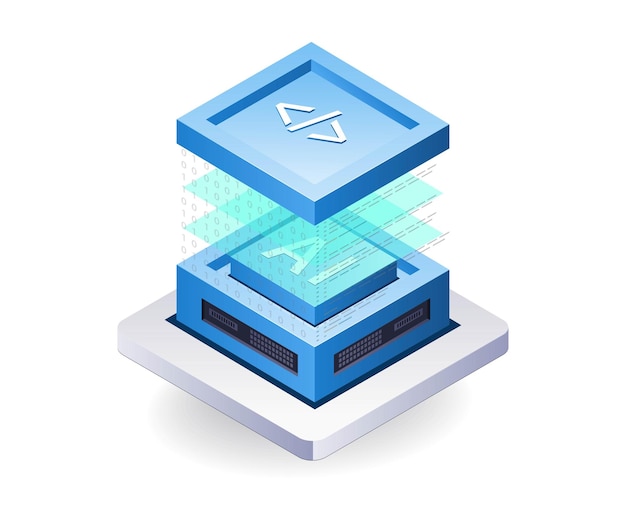 Künstliche Intelligenz System Programmierer Management flache isometrische 3D-Illustration