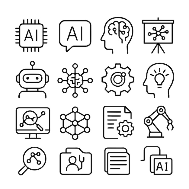 Künstliche Intelligenz-Technologie Linienschilder setzen neuronale Netzwerke Roboter-Automation Chip
