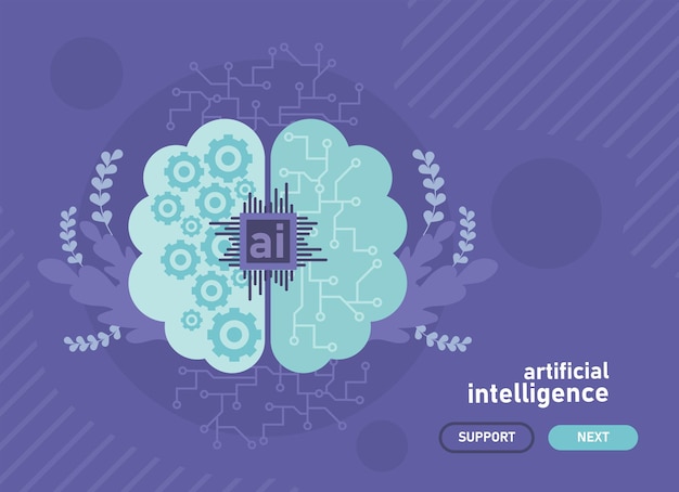 Vektor künstliches intelligenz-technologie-gehirn