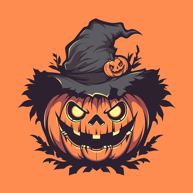 Kürbis-Halloween-Maskottchen-Logo für Esport-Halloween-T-Shirt-Design, Halloween-Logo, Halloween-Aufkleber