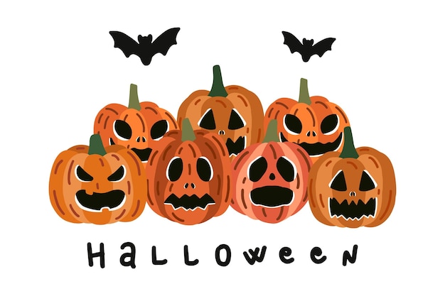 Kürbisfigur für Halloween - Fledermäuse. Vektor-Illustration von Kürbissen zum Dekorieren der Halloween-Party