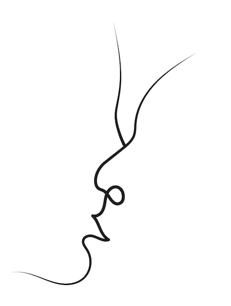 Vektor küssendes paar in minimalistischer one-line-kunstzeichnung, mann und frau, kuss der liebe