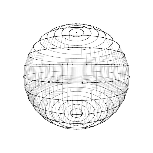 Kugel aus punkten und linien netzwerkverbindungsstruktur visualisierung von big data vektorillustration