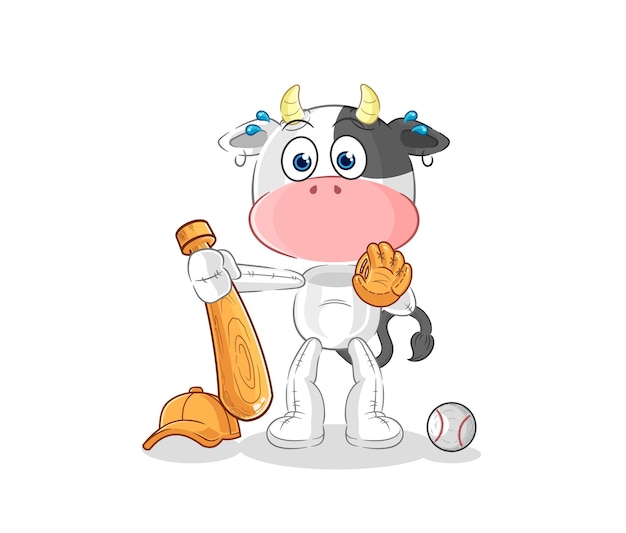 Kuh baseball catcher cartoon cartoon maskottchen vektor