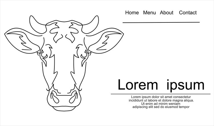 Kuh-Logo-Design, Kuhkopf, Kuhgesicht, Strichzeichnungen