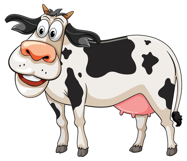 Kuh steht im Cartoon-Stil