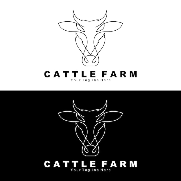 Kuh-Tier-Logo Rinderfarm Molkerei-Tier-Illustrationsdesign