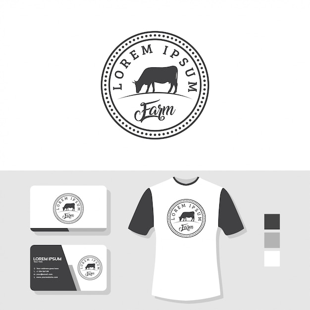 Kuhlogodesign mit visitenkarte- und t-shirt-modell