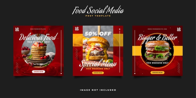 Kulinarische social media post vorlage für restaurant promotion. food-menü social media post-vorlagen