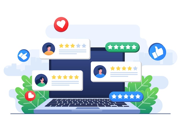 Kunden, die eine Bewertung von Sternen für das Produkt oder die Dienstleistung der Anwendung auf der Website hinterlassen, Kundenfeedback
