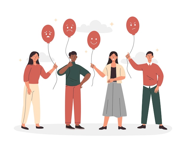 Kunden mit Luftballons