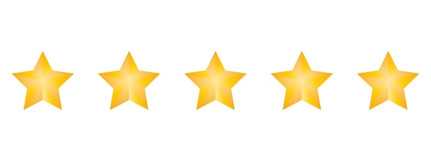 Kundenbewertung mit fünf Sternen. Flaches Symbol für Apps und Websites.