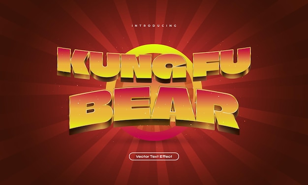 Kung-fu-bär-textstil mit fettem 3d-effekt bearbeitbarer spieltexteffekt