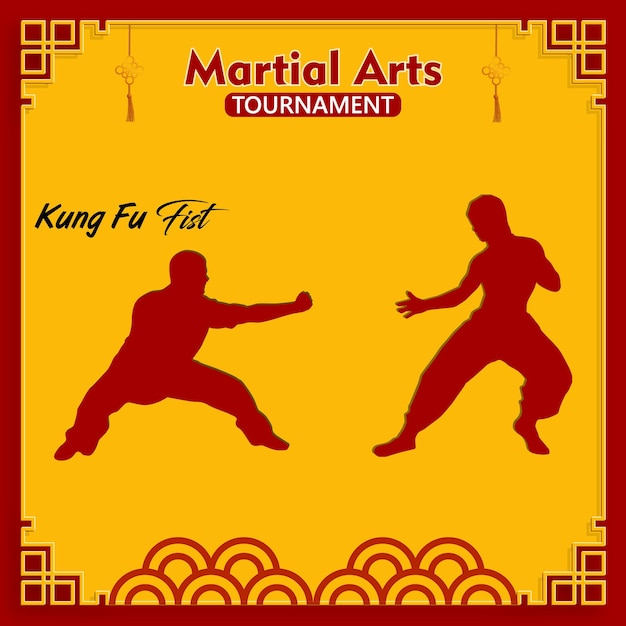 Kung-fu-meister- oder kampfkunstturnier-wettbewerbsplakat-designvorlage