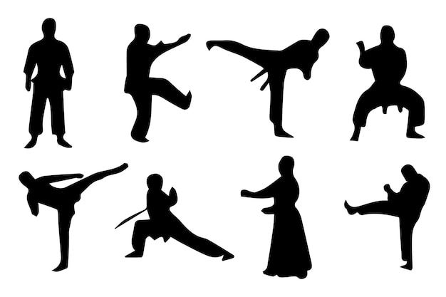 Vektor kungfu-kämpfer-silhouette-design-freier vektor