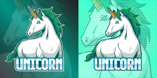 Kunst für gaming squad logo, weißes einhorn